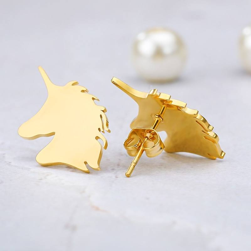 Unicorn Earings Fashion Jewelry Surgical Steel Nickel Free Minimal Cute Earrings Kids Gifts Women Charm Ear Stud Accessories BFF