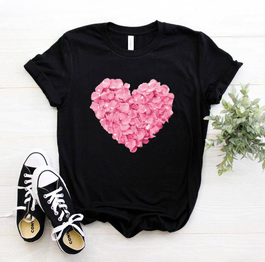 pink heart flower Print Women tshirt Cotton Casual Funny t shirt Gift 90s Lady Yong Girl Drop Ship PKT-894 pink heart flower Print Women tshirt Cotton Casual Funny t shirt Gift 90s Lady Yong Girl Drop Ship PKT-894 Women's Clothing Color : Black|White