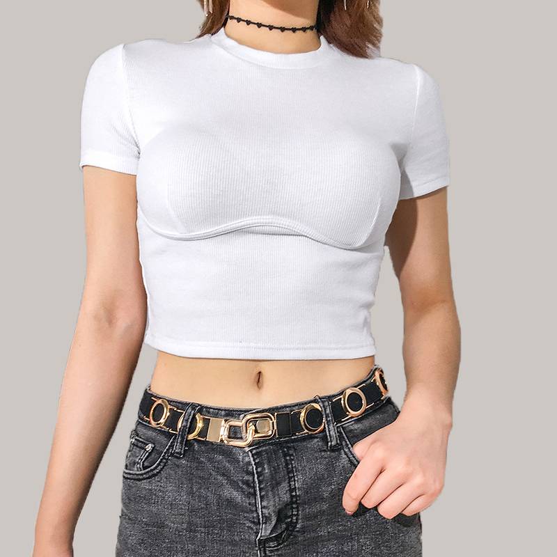SUCHCUTE Female T-Shirt Crop Top White Shirt Strap Poleras Mujer De Moda 2019 Summer Polera Blanca Hot Casual Korean Style Women SUCHCUTE Female T-Shirt Crop Top White Shirt Strap Poleras Mujer De Moda 2019 Summer Polera Blanca Hot Casual Korean Style Women Color : white tee