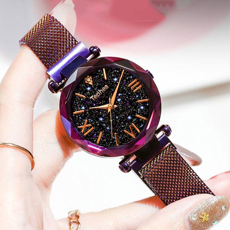 Watches women's luxury magnetic starry sky woman clock Quartz wristwatch fashion ladies wristwatch reloj mujer relogio feminino Watches women's luxury magnetic starry sky woman clock Quartz wristwatch fashion ladies wristwatch reloj mujer relogio feminino Accessories Color : Pourpre|Black|Bleu|Golden|pox