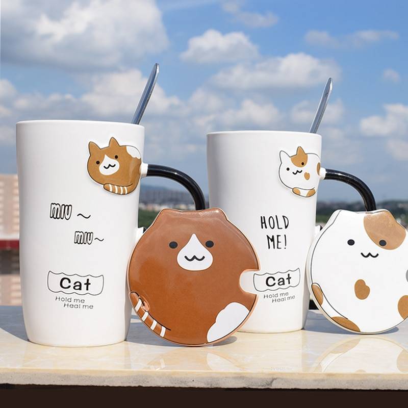 Cute Cat Ceramics Coffee Mug With Lid Large Capacity Animal Mugs creative Drinkware Coffee Tea Cups Novelty Gifts milk cup Cute Cat Ceramics Coffee Mug With Lid Large Capacity Animal Mugs creative Drinkware Coffee Tea Cups Novelty Gifts milk cup Home & Garden Color : A|B|C|D