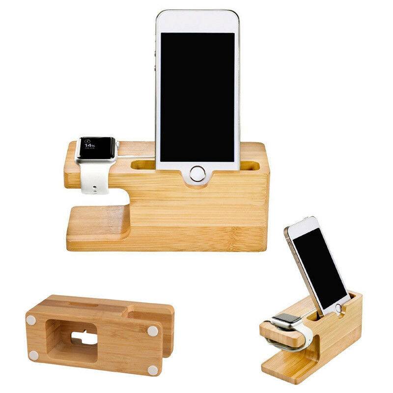 Charging Dock Stand Station Bamboo Base Charger Holder For Apple Watch iWatch iPhone Bamboo Charging Dock Stand Station Bamboo Base Charger Holder For Apple Watch iWatch iPhone Bamboo Phone Accessories